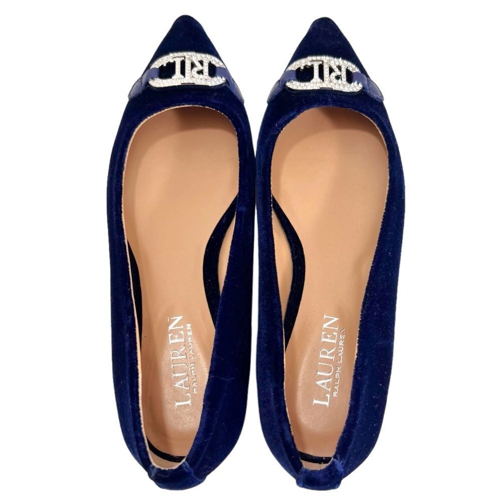 Lauren Ralph Lauren Lilah Blue Velvet Ballet Flats - Picture 13 of 13
